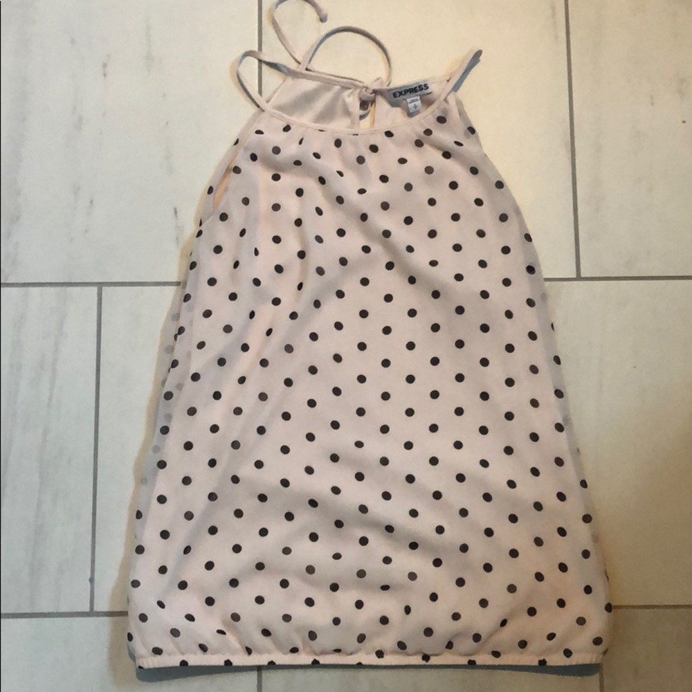 Pink shirt with black polka dots!
